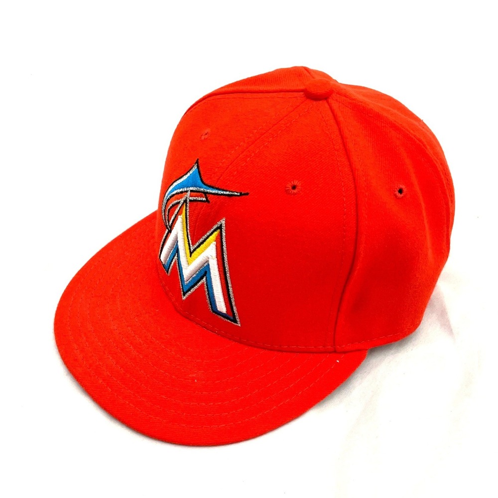 Miami Marlins New Era Hat Mens 7 1/8 Orange 59FIFTY Official On-Field Cap